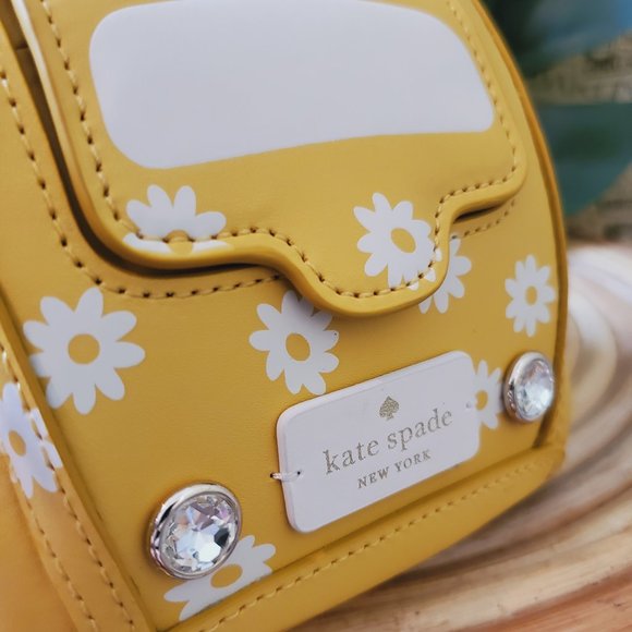 NWT KATE SPADE Beep Beep Yellow Daisy Beetle Bug Car Crossbody Purse Bag - Picture 6 of 8
